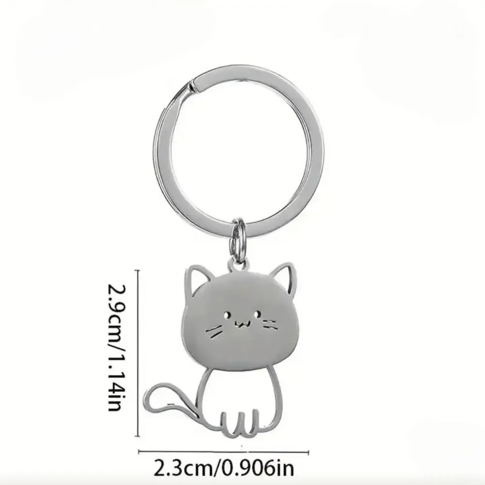 Cute Cat Keychain - Titanium Kawaii Sitting Cat Bag Charm